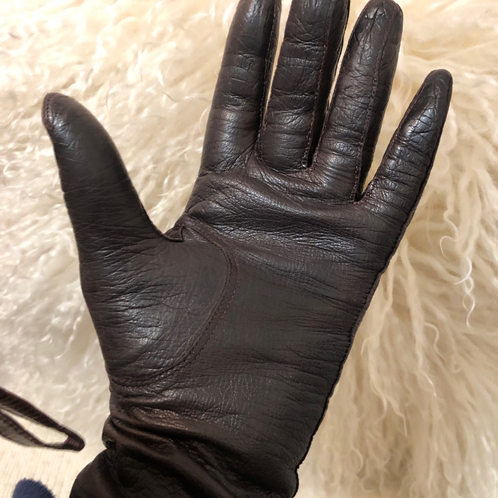 Vintage - Dark Brown Leather Gloves with Silk Lining